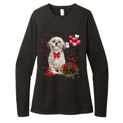 Shih Tzu Valentines Day Funny Dog Lover Happy Valentine Womens CVC Long Sleeve Shirt