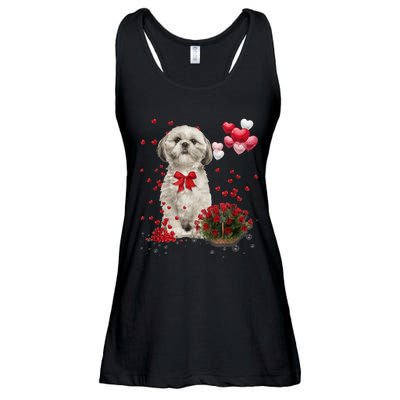 Shih Tzu Valentines Day Funny Dog Lover Happy Valentine Ladies Essential Flowy Tank