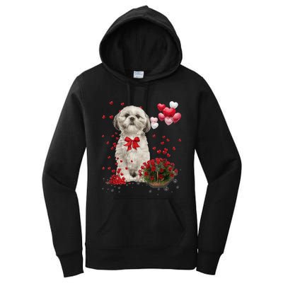 Shih Tzu Valentines Day Funny Dog Lover Happy Valentine Women's Pullover Hoodie