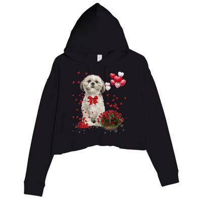 Shih Tzu Valentines Day Funny Dog Lover Happy Valentine Crop Fleece Hoodie