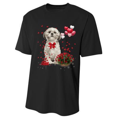 Shih Tzu Valentines Day Funny Dog Lover Happy Valentine Performance Sprint T-Shirt