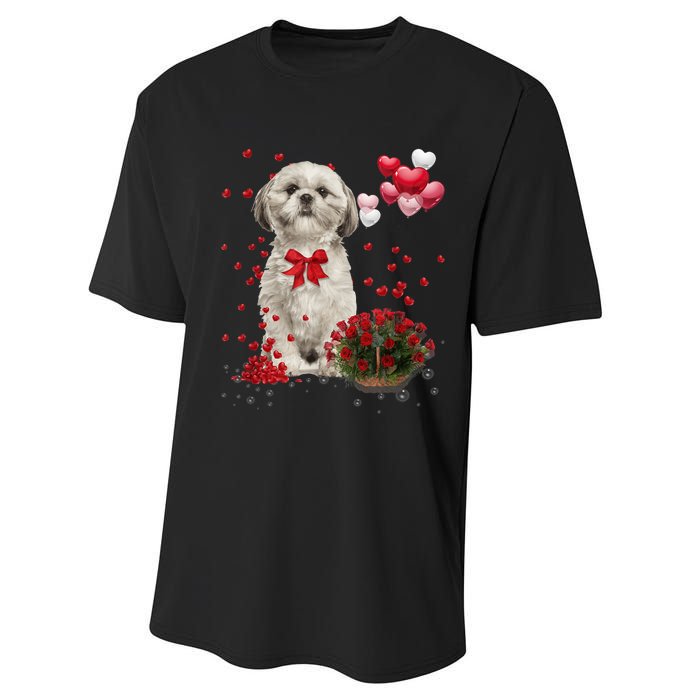 Shih Tzu Valentines Day Funny Dog Lover Happy Valentine Performance Sprint T-Shirt