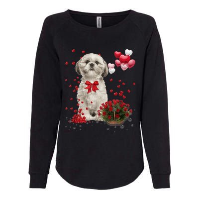 Shih Tzu Valentines Day Funny Dog Lover Happy Valentine Womens California Wash Sweatshirt