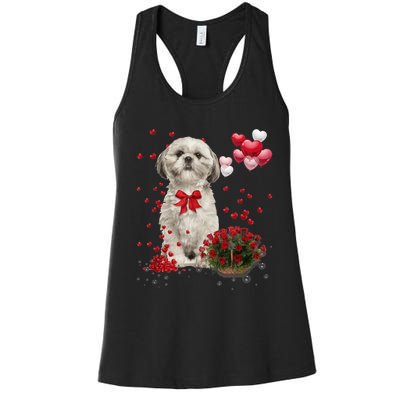 Shih Tzu Valentines Day Funny Dog Lover Happy Valentine Women's Racerback Tank