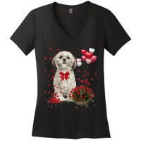 Shih Tzu Valentines Day Funny Dog Lover Happy Valentine Women's V-Neck T-Shirt