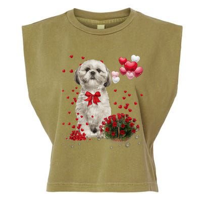 Shih Tzu Valentines Day Funny Dog Lover Happy Valentine Garment-Dyed Women's Muscle Tee