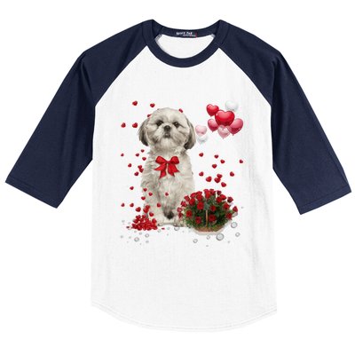 Shih Tzu Valentines Day Funny Dog Lover Happy Valentine Baseball Sleeve Shirt