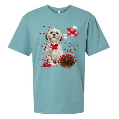 Shih Tzu Valentines Day Funny Dog Lover Happy Valentine Sueded Cloud Jersey T-Shirt