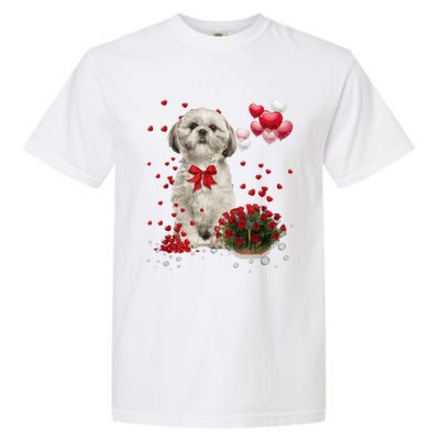 Shih Tzu Valentines Day Funny Dog Lover Happy Valentine Garment-Dyed Heavyweight T-Shirt