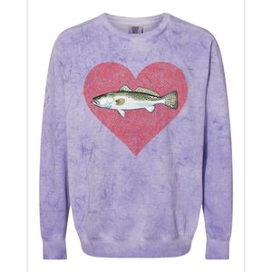 Speckled Trout Valentines Day Fish Love Fingerprint Cool Gift Colorblast Crewneck Sweatshirt