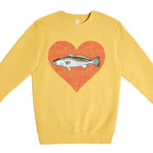 Speckled Trout Valentines Day Fish Love Fingerprint Cool Gift Premium Crewneck Sweatshirt