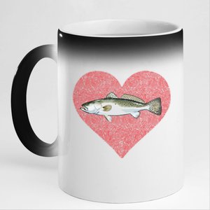 Speckled Trout Valentines Day Fish Love Fingerprint Cool Gift 11oz Black Color Changing Mug