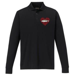 Speckled Trout Valentines Day Fish Love Fingerprint Cool Gift Performance Long Sleeve Polo