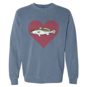 Speckled Trout Valentines Day Fish Love Fingerprint Cool Gift Garment-Dyed Sweatshirt