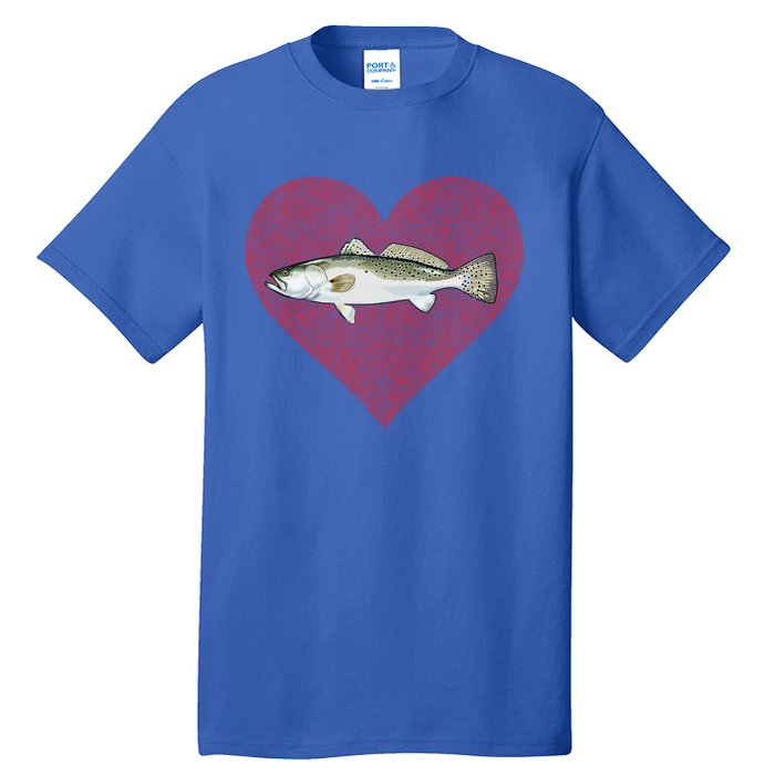 Speckled Trout Valentines Day Fish Love Fingerprint Cool Gift Tall T-Shirt