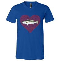 Speckled Trout Valentines Day Fish Love Fingerprint Cool Gift V-Neck T-Shirt