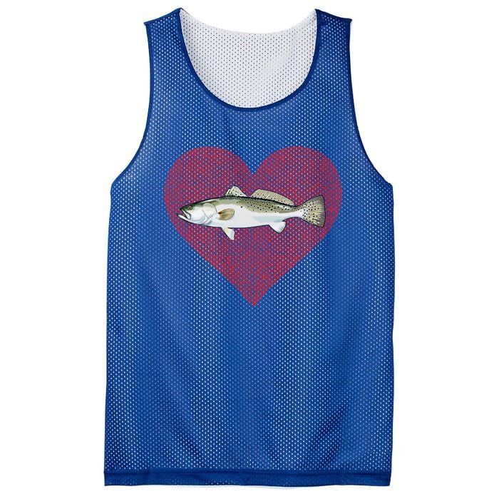 Speckled Trout Valentines Day Fish Love Fingerprint Cool Gift Mesh Reversible Basketball Jersey Tank