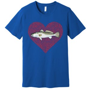 Speckled Trout Valentines Day Fish Love Fingerprint Cool Gift Premium T-Shirt