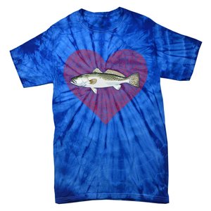 Speckled Trout Valentines Day Fish Love Fingerprint Cool Gift Tie-Dye T-Shirt