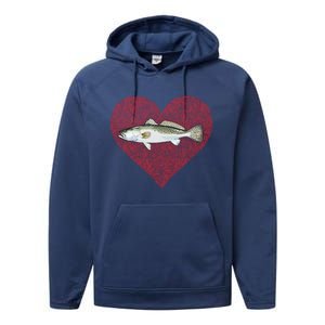 Speckled Trout Valentines Day Fish Love Fingerprint Cool Gift Performance Fleece Hoodie