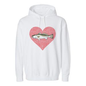 Speckled Trout Valentines Day Fish Love Fingerprint Cool Gift Garment-Dyed Fleece Hoodie