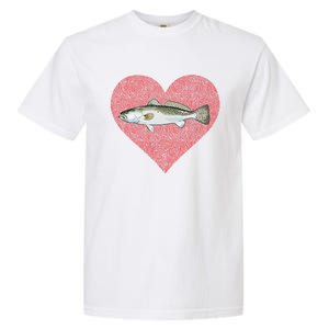 Speckled Trout Valentines Day Fish Love Fingerprint Cool Gift Garment-Dyed Heavyweight T-Shirt