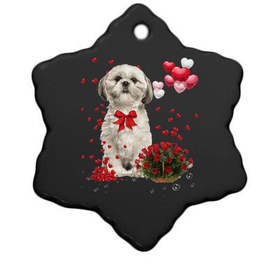 Shih Tzu Valentines Day Funny Dog Lover Happy Valentine Ceramic Star Ornament