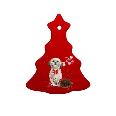 Shih Tzu Valentines Day Funny Dog Lover Happy Valentine Ceramic Tree Ornament