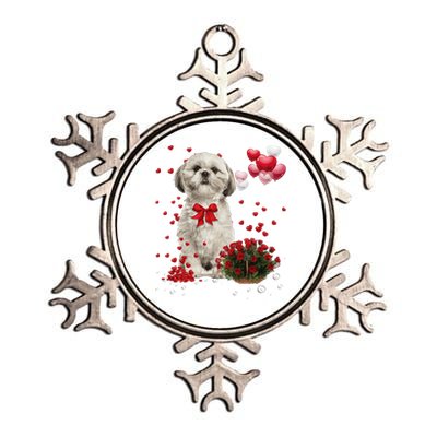 Shih Tzu Valentines Day Funny Dog Lover Happy Valentine Metallic Star Ornament