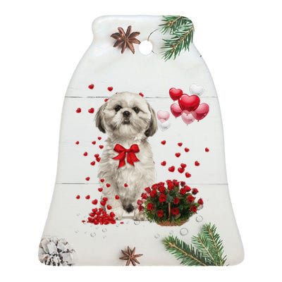 Shih Tzu Valentines Day Funny Dog Lover Happy Valentine Ceramic Bell Ornament