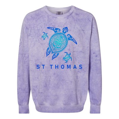 St Thomas Virgin Islands Sea Blue Tribal Turtle Colorblast Crewneck Sweatshirt