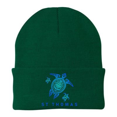 St Thomas Virgin Islands Sea Blue Tribal Turtle Knit Cap Winter Beanie