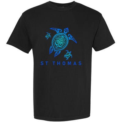 St Thomas Virgin Islands Sea Blue Tribal Turtle Garment-Dyed Heavyweight T-Shirt