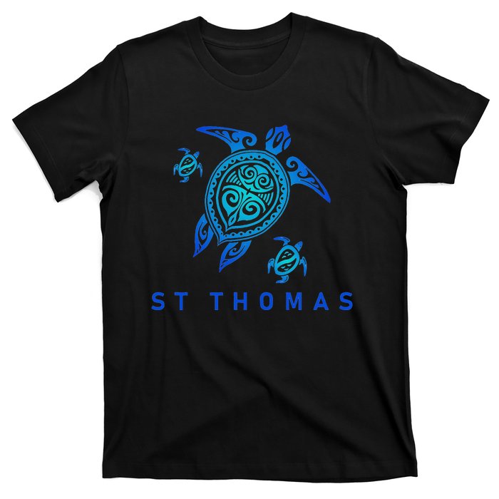 St Thomas Virgin Islands Sea Blue Tribal Turtle T-Shirt