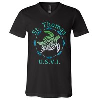 St. Thomas Vintage Tribal Turtle V-Neck T-Shirt