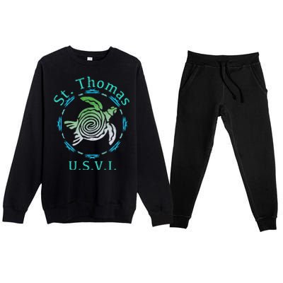 St. Thomas Vintage Tribal Turtle Premium Crewneck Sweatsuit Set