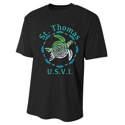 St. Thomas Vintage Tribal Turtle Performance Sprint T-Shirt