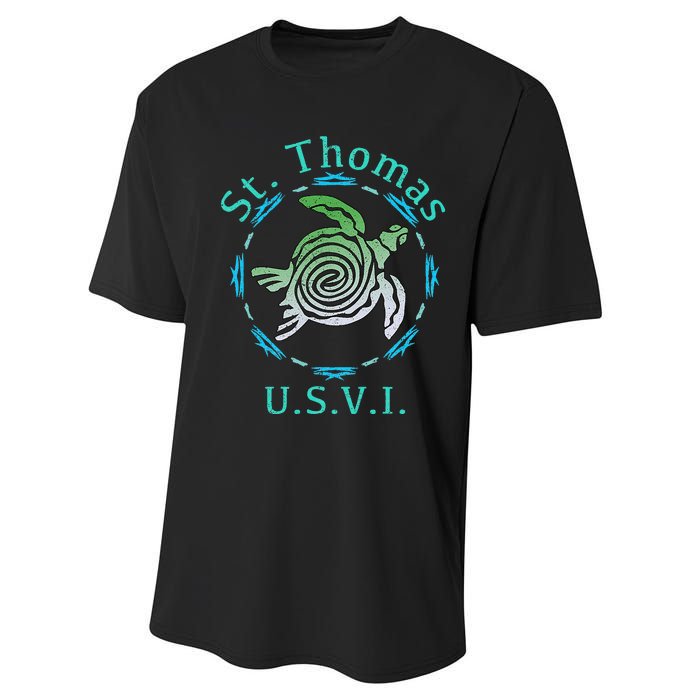 St. Thomas Vintage Tribal Turtle Performance Sprint T-Shirt