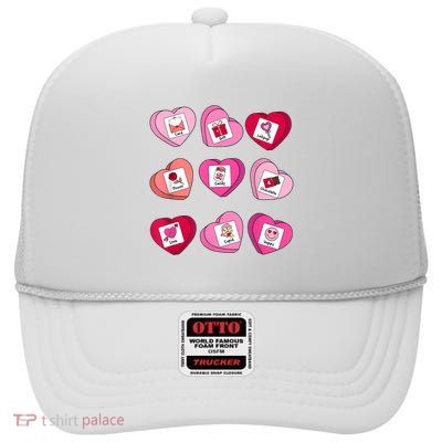 Sped Teacher Valentine Heart Candy Special Education Teacher High Crown Mesh Back Trucker Hat