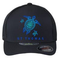 St Thomas Virgin Islands Sea Blue Tribal Turtle Flexfit Unipanel Trucker Cap