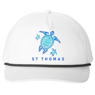 St Thomas Virgin Islands Sea Blue Tribal Turtle Snapback Five-Panel Rope Hat