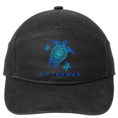 St Thomas Virgin Islands Sea Blue Tribal Turtle 7-Panel Snapback Hat