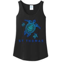 St Thomas Virgin Islands Sea Blue Tribal Turtle Ladies Essential Tank