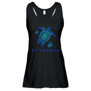 St Thomas Virgin Islands Sea Blue Tribal Turtle Ladies Essential Flowy Tank