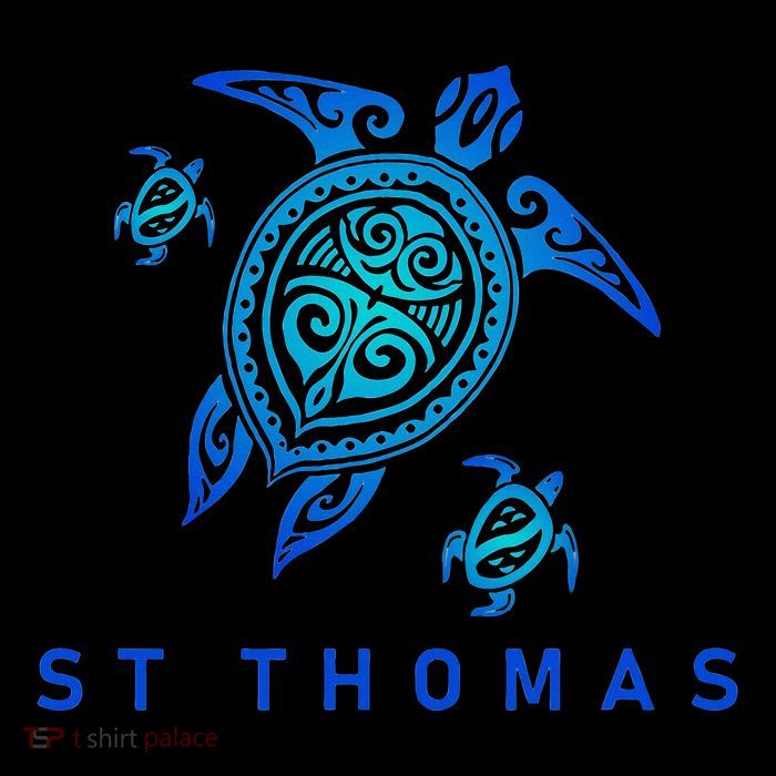 St Thomas Virgin Islands Sea Blue Tribal Turtle Flatbill Hat