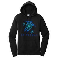 St Thomas Virgin Islands Sea Blue Tribal Turtle Women's Pullover Hoodie