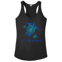 St Thomas Virgin Islands Sea Blue Tribal Turtle Ladies PosiCharge Competitor Racerback Tank