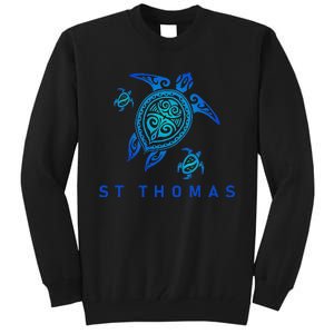 St Thomas Virgin Islands Sea Blue Tribal Turtle Tall Sweatshirt