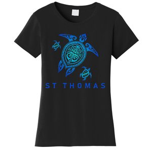 St Thomas Virgin Islands Sea Blue Tribal Turtle Women's T-Shirt