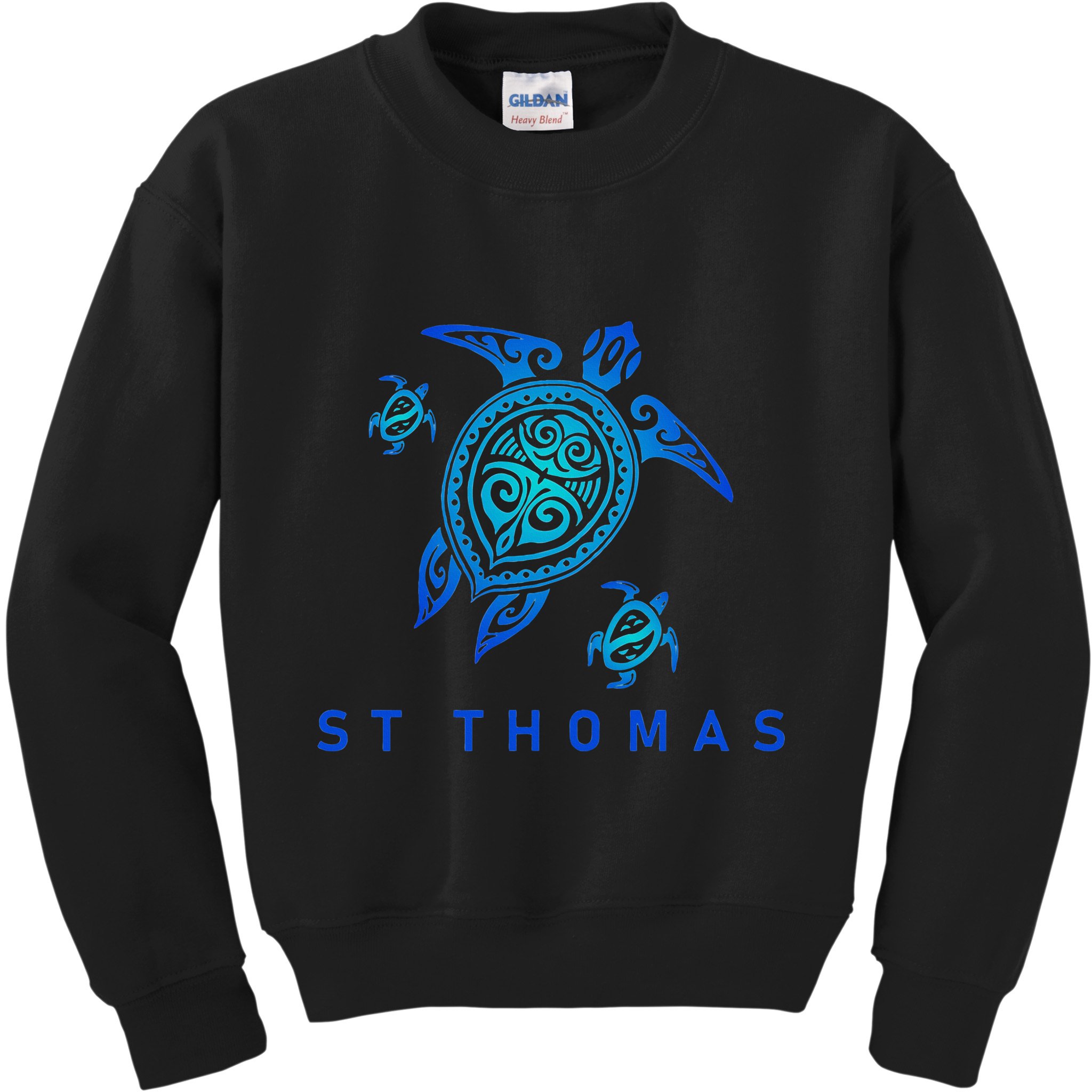 St Thomas Virgin Islands Sea Blue Tribal Turtle Kids Sweatshirt